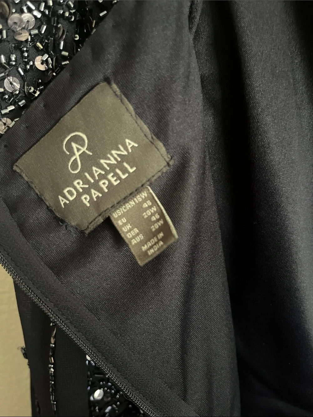 Adrianna Papell Navy Sequined Backless Evening Gown - Picture 2 of 3